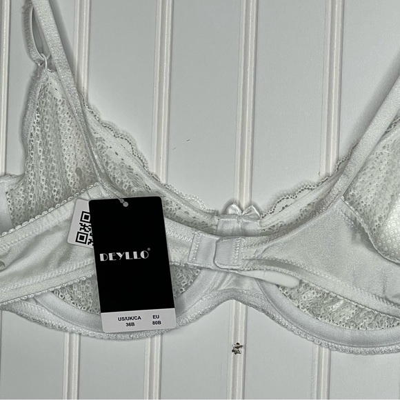 NEW Deyllo Women's Sexy Lace Balconette White See Through Bra Size 36B - Picture 6 of 10